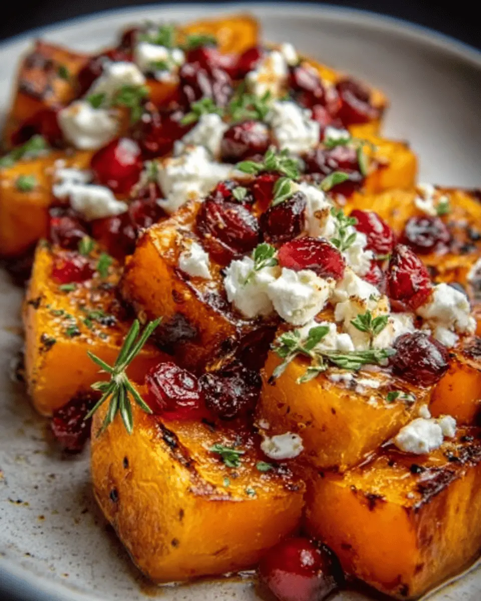 Caramelized Butternut Squash Delight with Ricotta & Cranberry-Honey Drizzle