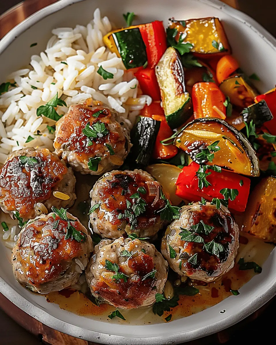 Juicy Meatballs with Rice: Easy Roasted Veggies for Dinner