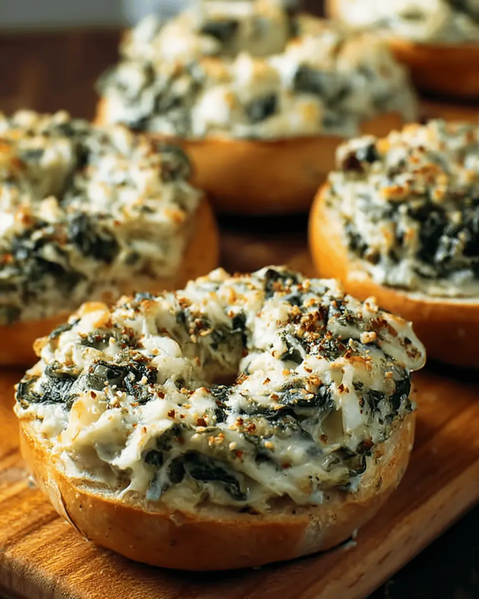 Spinach-Artichoke Bagel Bites with Turkey Bacon: A Creamy Delight