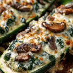 Spinach, Mushroom, and Ricotta Stuffed Zucchini Boats