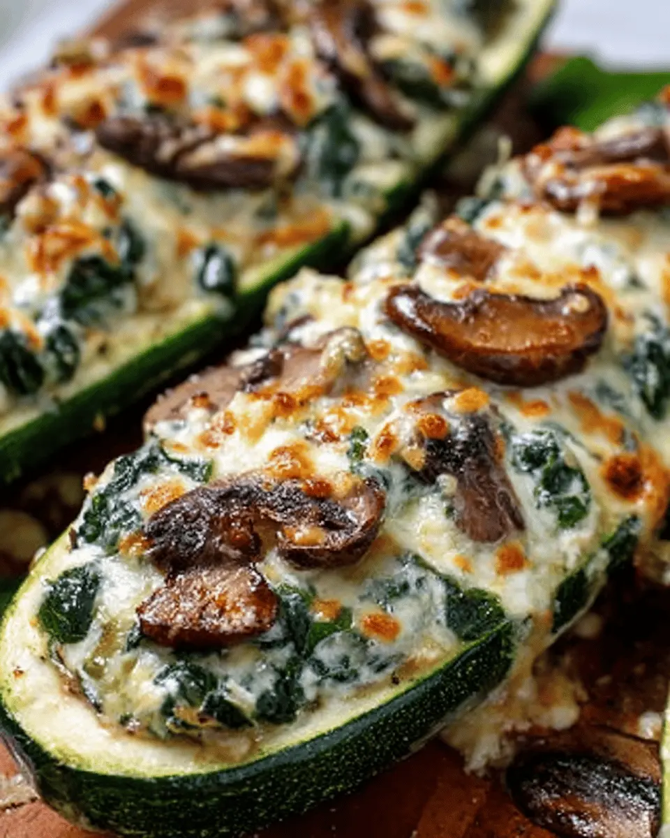 Spinach, Mushroom, and Ricotta Stuffed Zucchini Boats: A Healthy Delight
