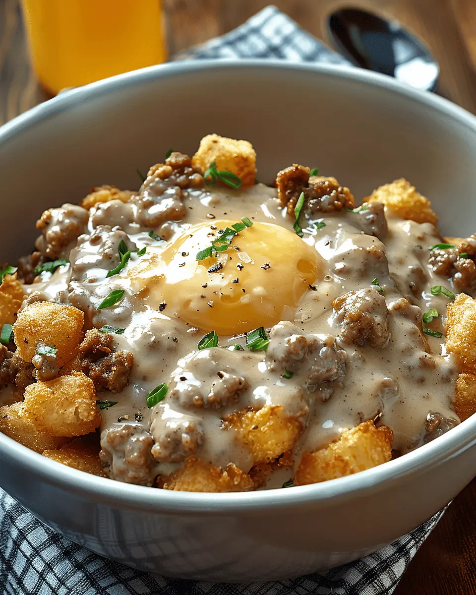 Tater Tot Breakfast Bowl with Sausage Gravy: A Cozy Morning Indulgence