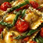 Ravioli with Tomatoes, Asparagus, Garlic, and Herbs