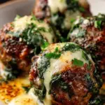 Mozzarella Stuffed Spinach Meatballs