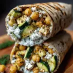 Grilled Zucchini & Feta Chickpea Wrap with Herbed Yogurt