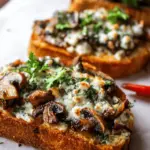 Cheesy Garlic Mushroom Bruschetta