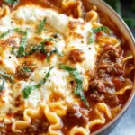 Creamy Lasagna Soup with Ricotta Topping