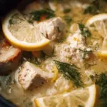 Lemony Greek Chicken + Rice Soup with Dill