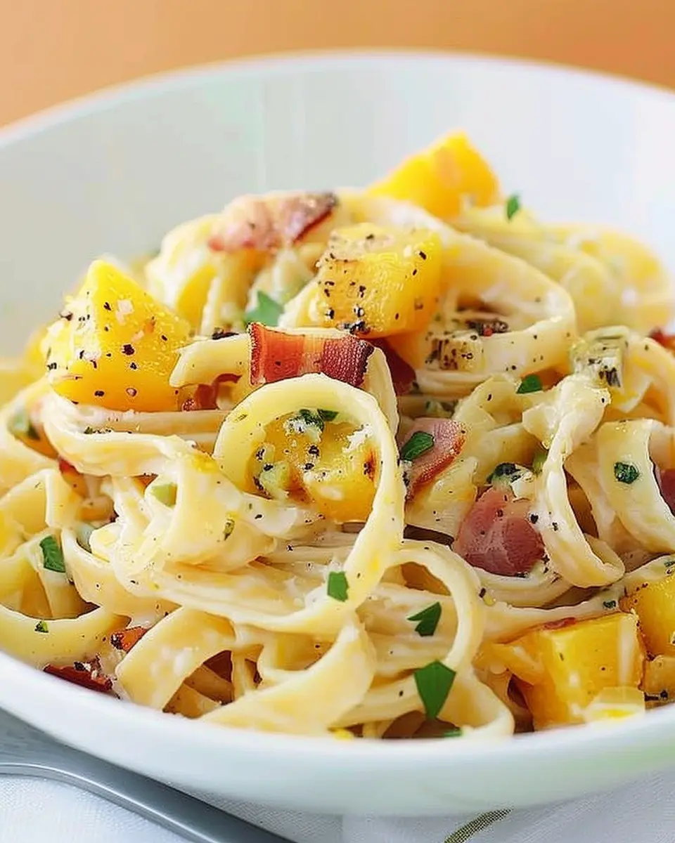 Lemon Pasta with Squash: Indulgent Dish with Turkey Bacon