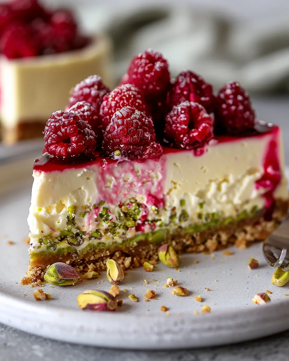 Elegant Pistachio Raspberry Crunch Cheesecake Recipe for Delightful Treats