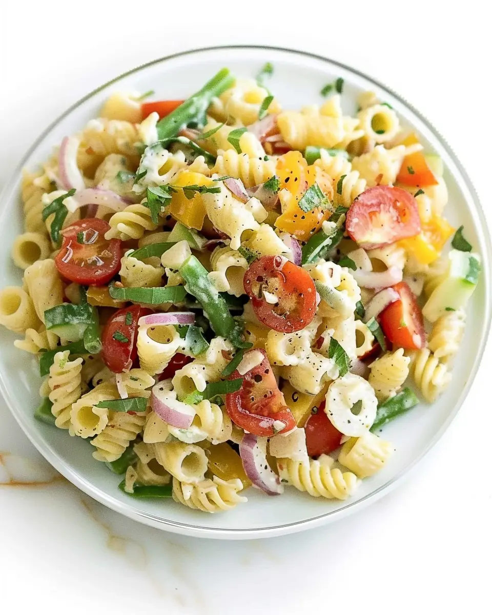 Creamy Pasta Salad with Turkey Bacon and Chicken Ham Delight