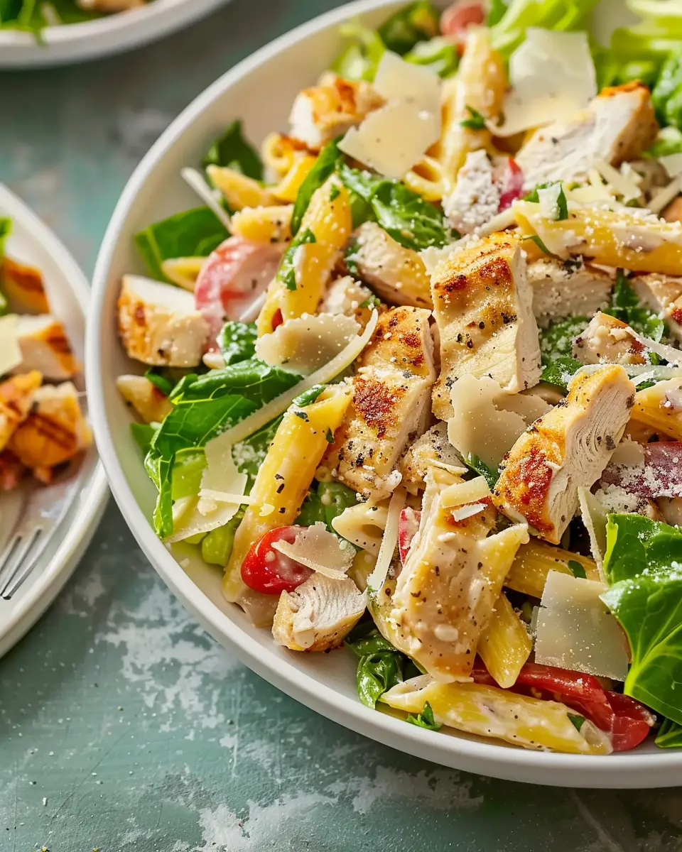 Chicken Caesar Pasta Salad with Turkey Bacon for a Fresh Twist