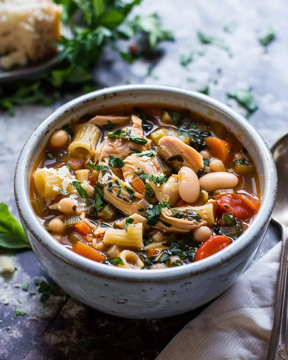 Tuscan chicken soup: Easy recipe with white beans and turkey bacon