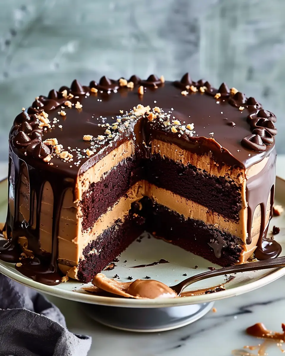 Devil’s Food Cake: Indulgent Peanut Butter Frosting &amp; Ganache