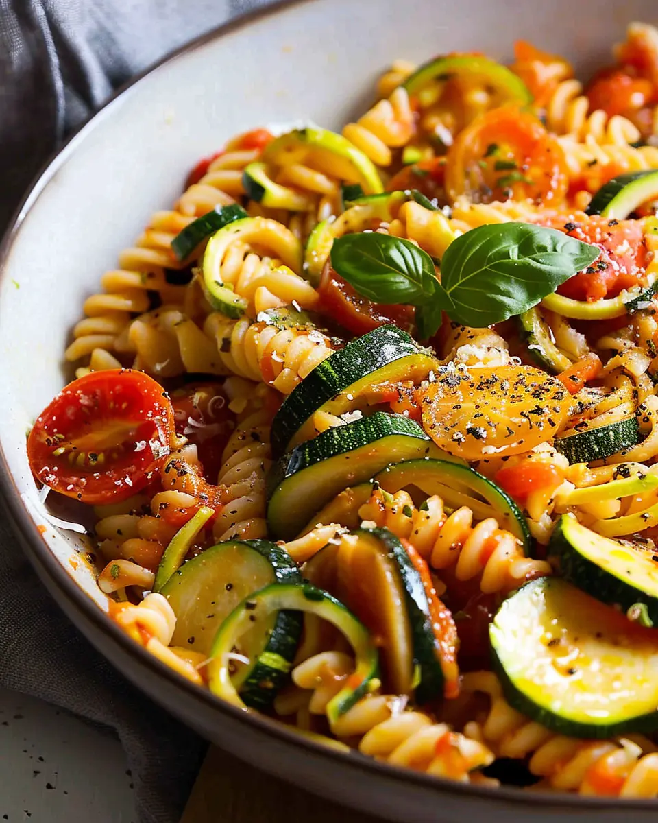Tomato Zucchini Pasta: Easy Weeknight Meal with Turkey Bacon