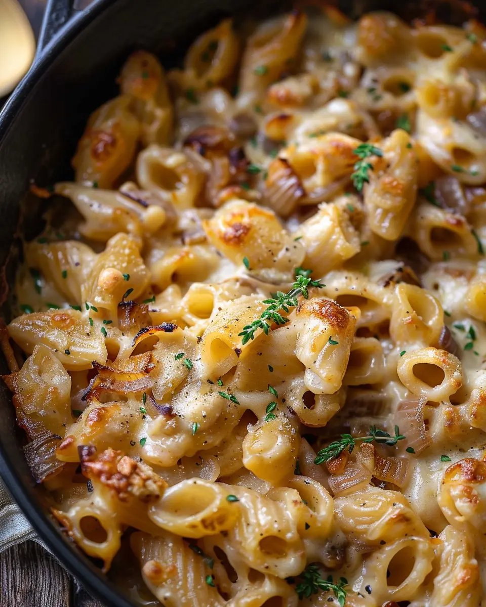 One Pot French Onion Pasta: Easy Comfort Food with Turkey Bacon