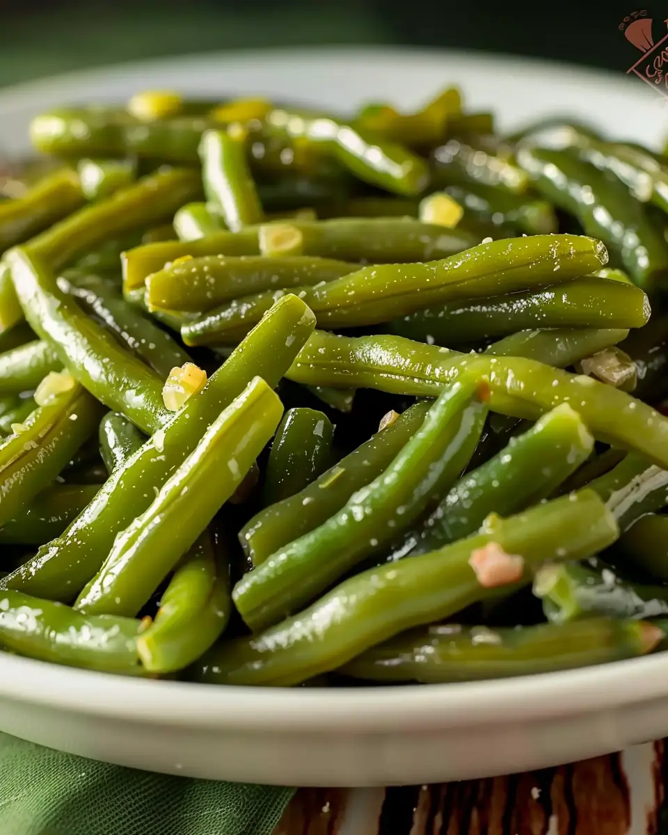 Copycat Cracker Barrel Country Green Beans with Turkey Bacon Tips