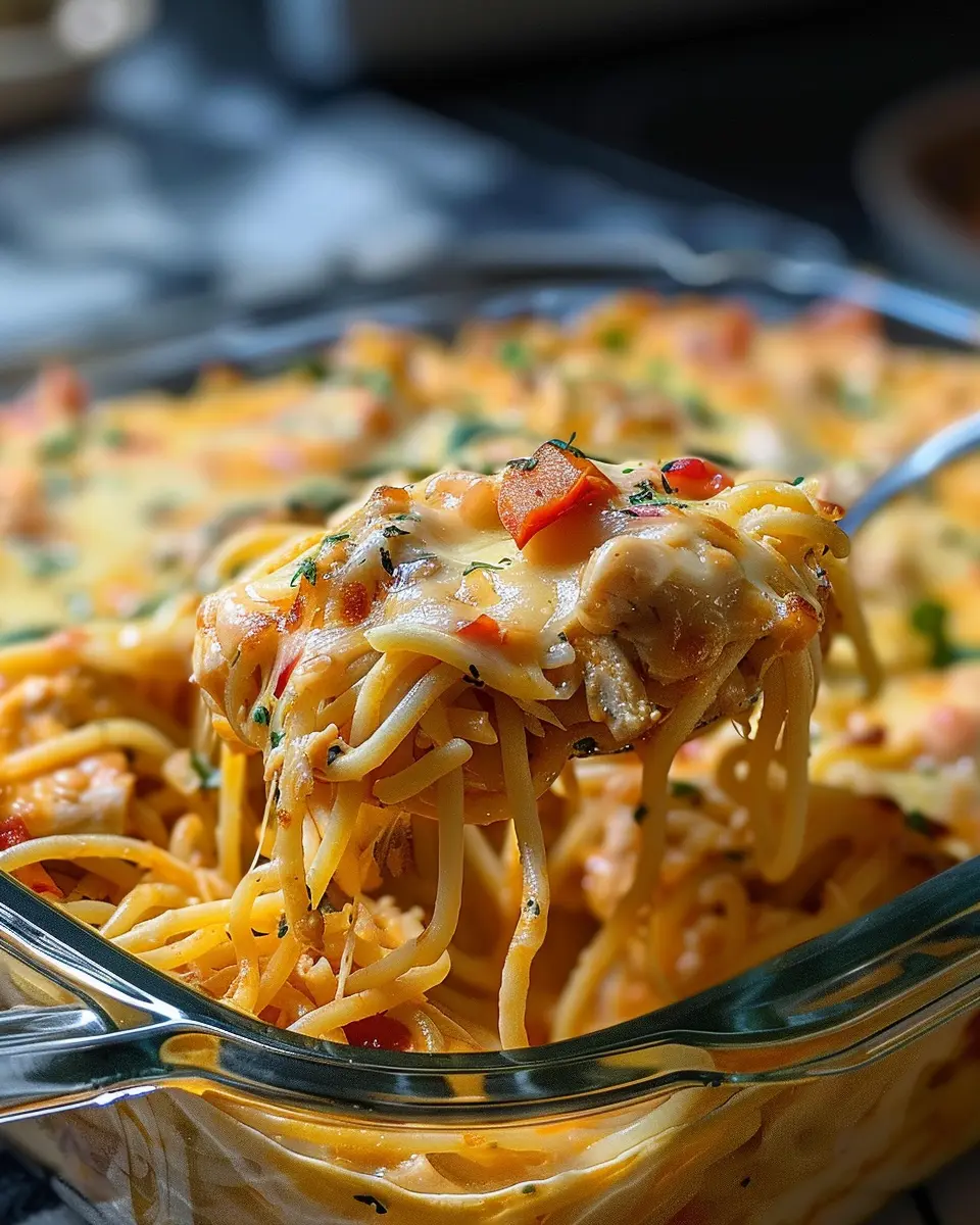 Spicy Southern Cheesy Chicken Spaghetti Casserole: Easy Comfort Food