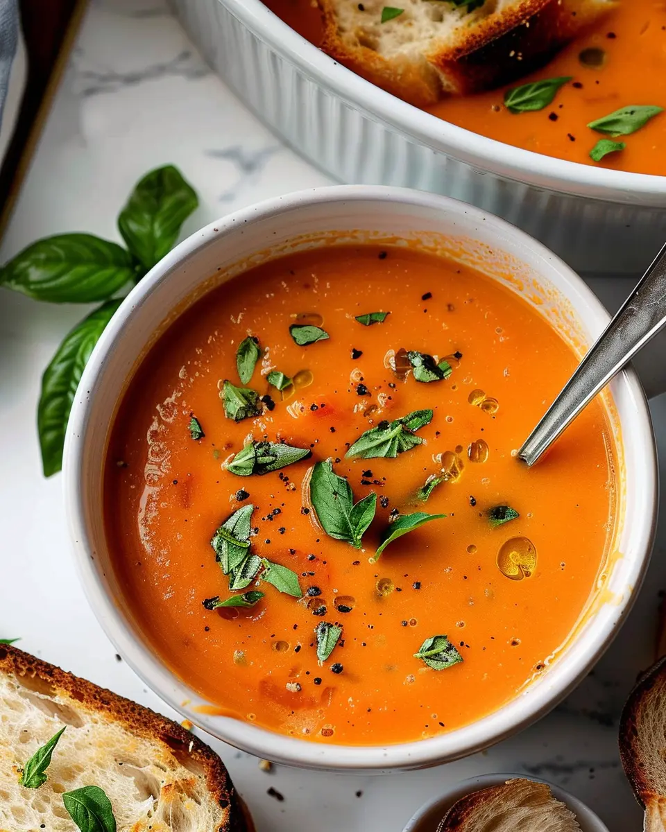 Middle-of-Winter Creamy Tomato Soup with Turkey Bacon Delight
