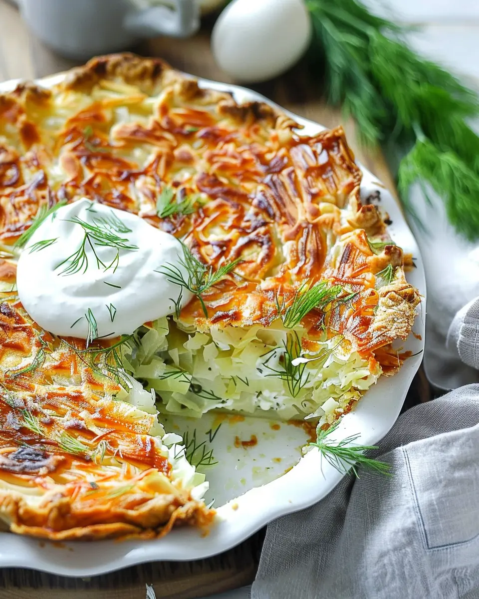 Crispy Cabbage Pie with Dill Cream Sauce: A Comforting Delight