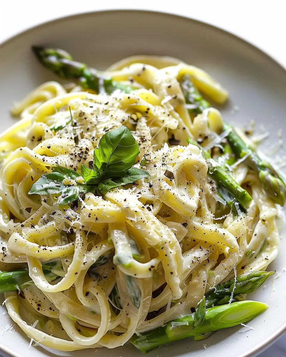 Creamy Asparagus Pasta: Indulgent Twist with Turkey Bacon and Chicken Ham