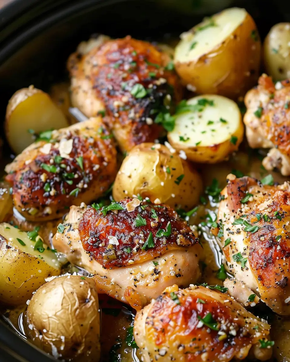 Garlic Parmesan Crockpot Chicken and Potatoes: Easy Comfort Food Recipe