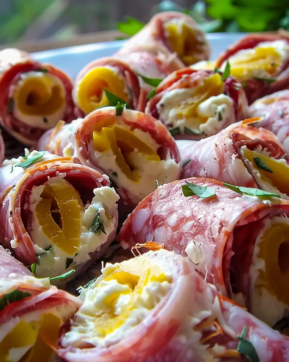 Salami, Cream Cheese, and Pepperoncini Roll-Ups: Easy Delight for Snack Lovers