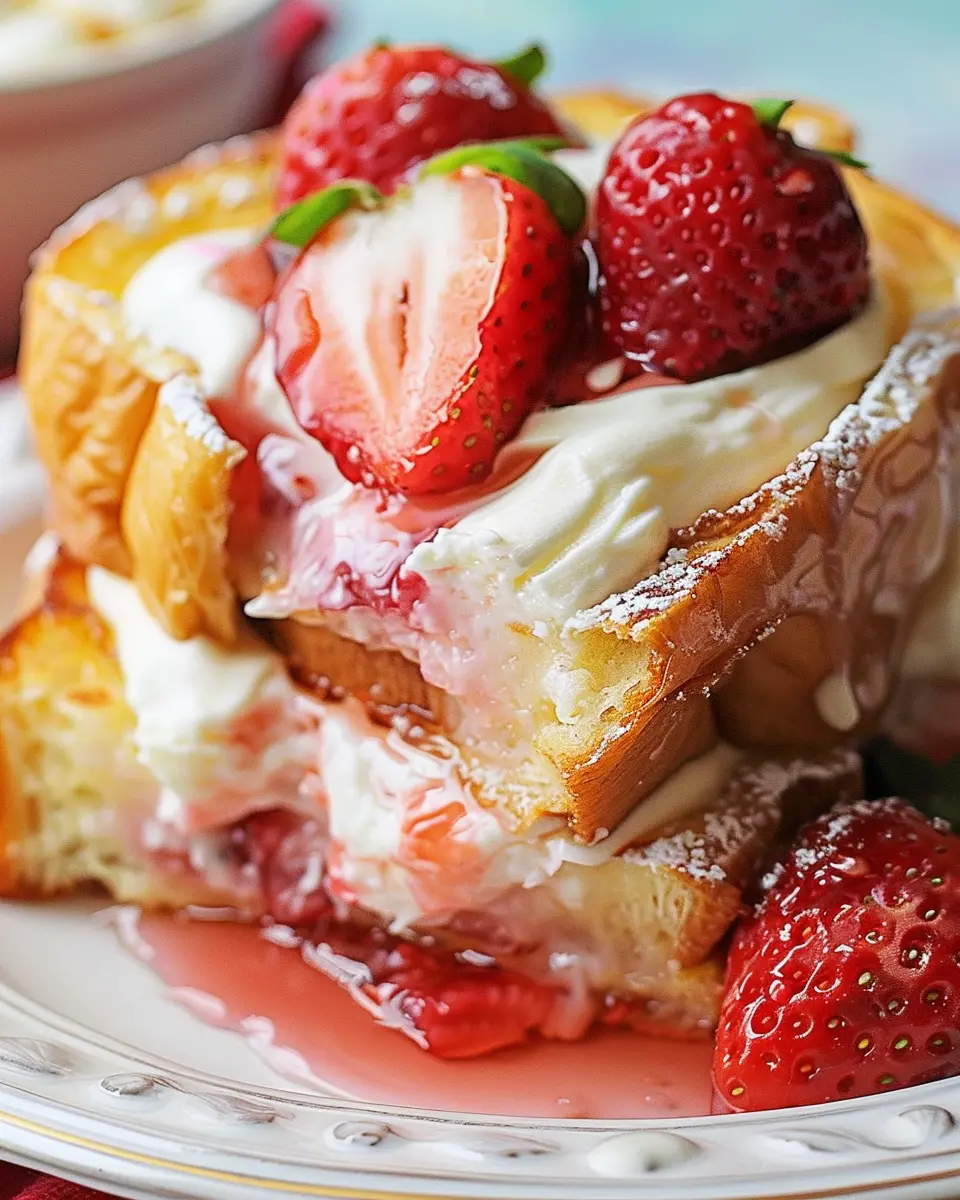 Strawberry Cheesecake Stuffed French Toast with Turkey Bacon Delight
