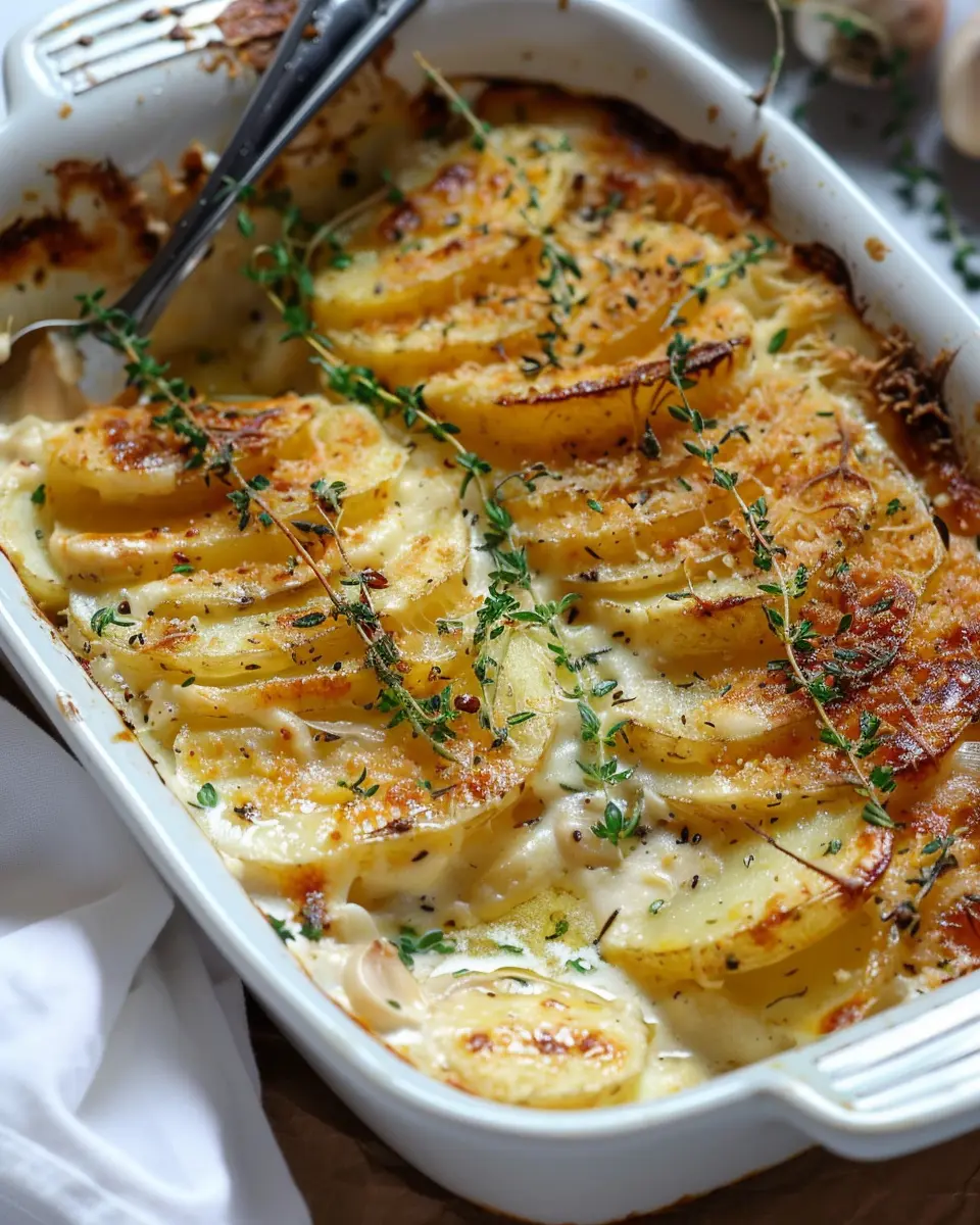 Garlic Potato Gratin with Turkey Bacon: A Comforting Delight
