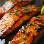 Peach Bourbon Glazed Salmon