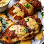 Pretzel Chicken with Mustard-Cheddar Sauce